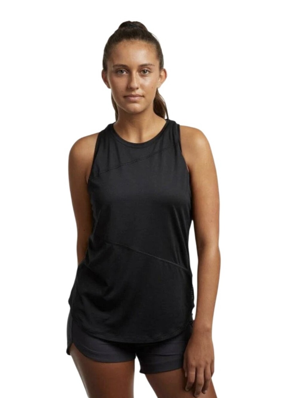 #K114 ZYIA Black Scoop Neck Athletic Tank